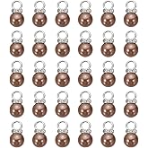 MECCANIXITY 100Pcs Imitation Pearl Pendant 10mm Faux Pearl Beads with Rhinestone for Dangle Jewelry Making Earrings Necklace Bracelets Crafts, Brown