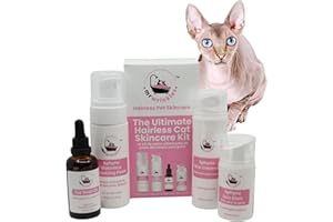Mr Wrinkles Ultimate Hairless Cat Skincare Kit, All-in-One Set, Cleanse Nourish and Condition Sphynx Skin & Paws, 100% Natura