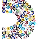 Kissitty 5 Strands Handmade Flower Millefiori Lampwork Glass Beads 10~12x4mm 16" Mixed Color for DIY Jewelry Making (About 42pcs/Strand)