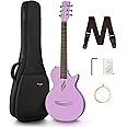 Enya Nova Go Carbon Fiber Acoustic Guitar 1/2 Size Beginner Adult Travel Acustica Guitarra w/Starter Bundle Kit of Colorful Gift Packaging, Acoustic Guitar Strap, Gig Bag, Cleaning Cloth (Purple)