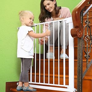 Baby Gates for Doorways and Stairs Dog Gates for The House, 30-35 inches - Indoor Safety Gates for Kids or Pets, Walk Through Metal Gate Pressure Mount Auto Close