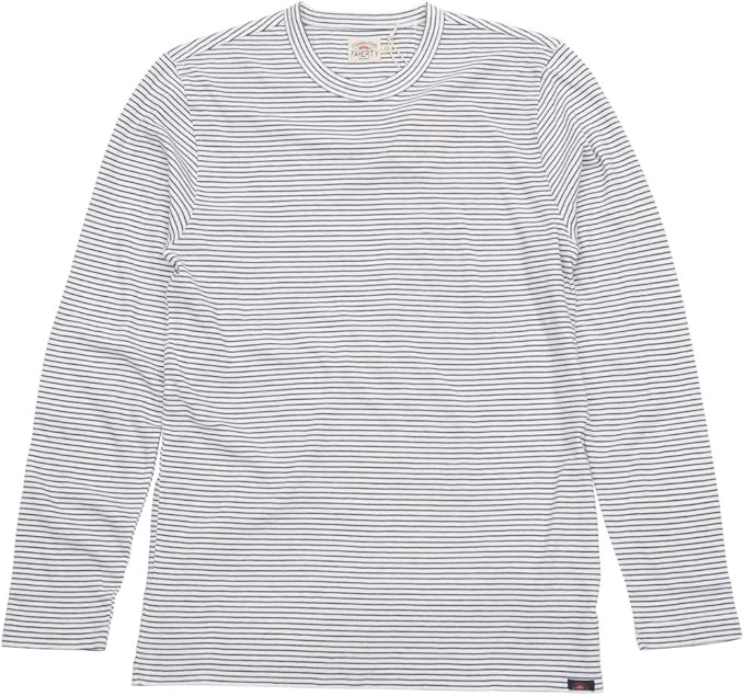 Amazon Faherty Brand ファリティ ブランド ガーメントダイ ボーダー オーガニックコットン 長袖 ロンt ホワイト メンズ Isle Long Sleeve Tee 並行輸入品 並行輸入品 Tシャツ カットソー 通販