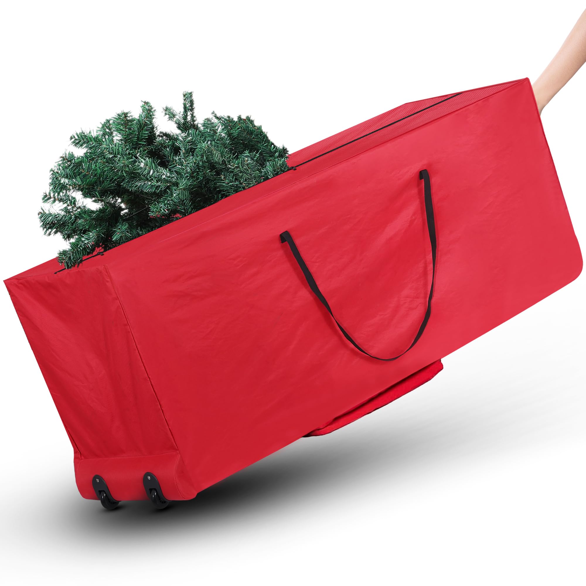 Photo 1 of HYRIXDIRECT 9FT Rolling Christmas Tree Storage Bag, 600D Oxford Tree Storage Container with Durable Handles and Wheels, Protects Against Dust & Insects & Moisture