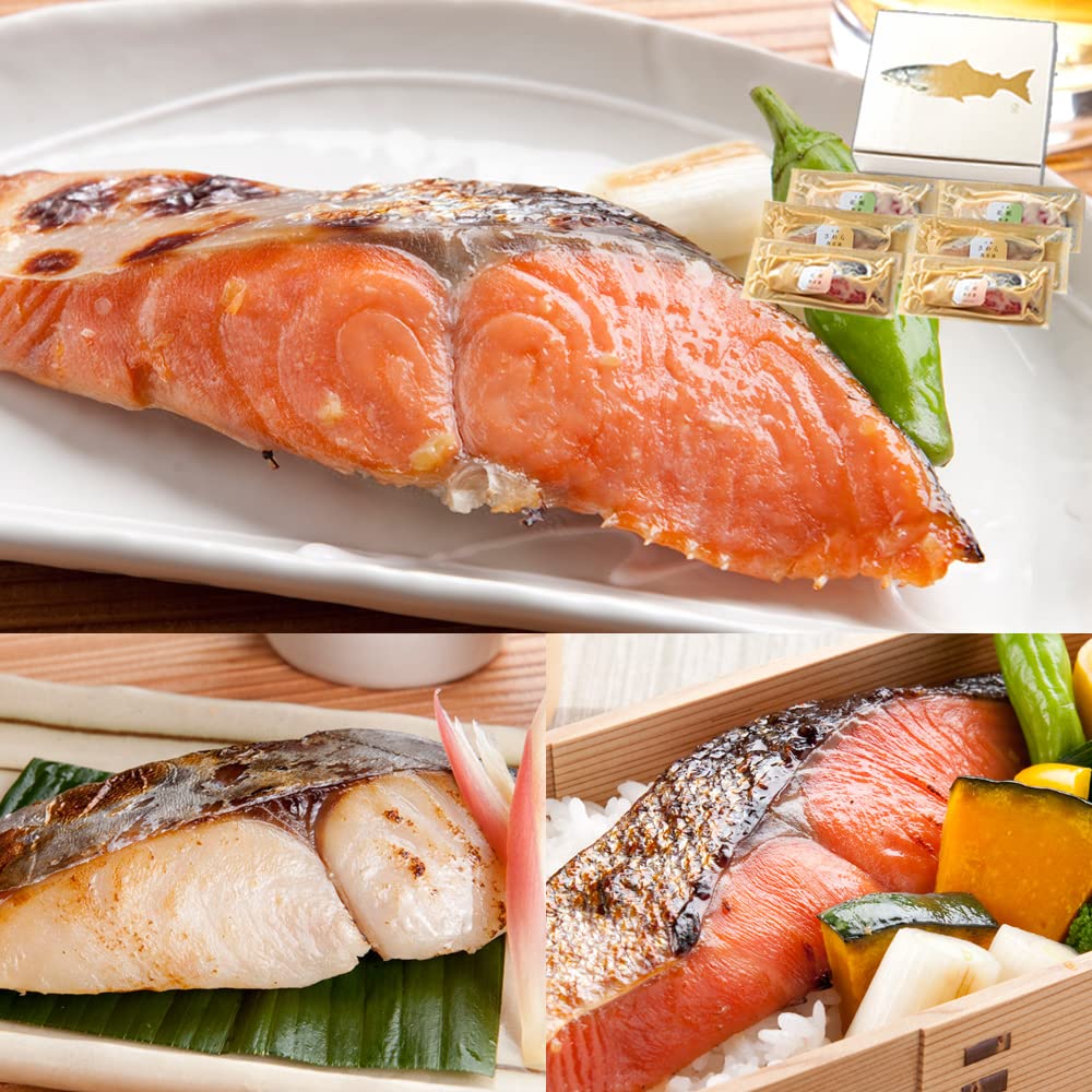 【鳥取門永】【紅鮭入り西京漬＆粕漬 厳選３種６切セット 90gｘ6切入】天然魚 着色料不使用 西京漬け プレゼント ギフト 贈り物 内祝 漬魚 漬け魚【※出荷元：Amazon場合は、配送伝票に依頼主の記載なし※】 の商品画像