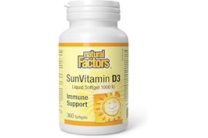 Natural Factors Sun Vitamin D 1000 IU, 360 Softgels, Helps Prevent Vitamin D3 Deficiency, Immune Support, Proudly Canadian