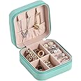 CASEGRACE Travel Jewelry Case, Small Jewelry Box Portable Jewelry Travel Organizer Display Storage Case for Rings Earring Necklace Bracelet, Gift for Women Girls, Blue