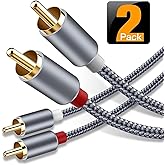 RCA Cable, Goalfish Male to Male RCA to RCA Audio Stereo Subwoofer Cables [2Pack, Hi-Fi Sound] Nylon-Braided Auxiliary Cord f