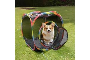 GENERIC Cat Cube Tent, Rolling Cat Cube, Mesh Cube for Cats, Pet Play Cubic Outdoor, Folding Pop Open Pet Animal Playpen, Ventilated Pets Playhouse for Puppy Kitten Bunny (Black)