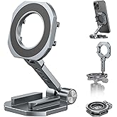 Dual Magnetic Phone Holder Compatiable with Magsafe for iPhone 16 15 14 13 12 Pro Max Plus Series, MG-02 Pro 1/4"-20 Tripod Mount, Gym Magnetic Phone Stand Travel