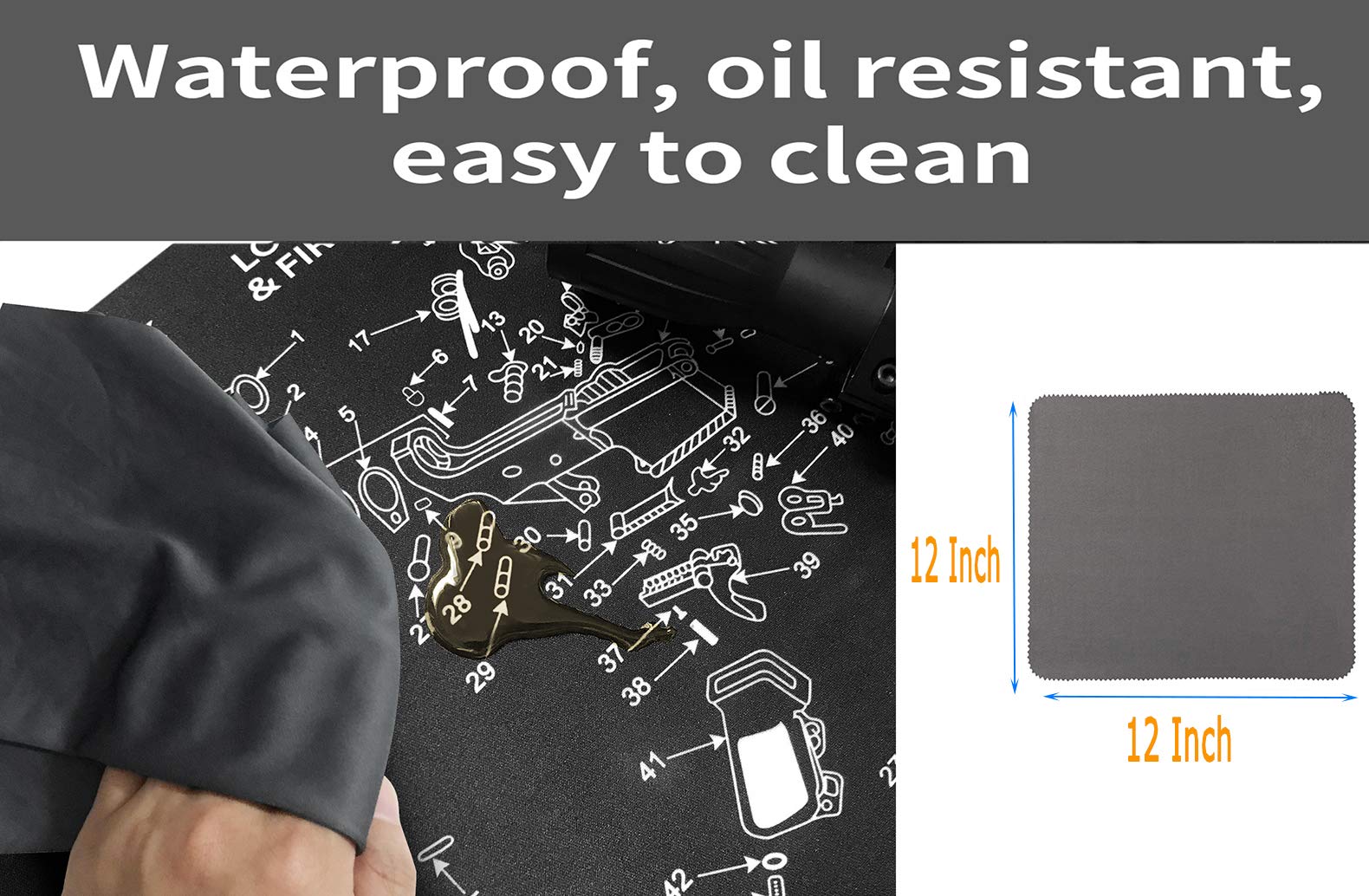 YFEEX Gun Cleaning Mat Pad (36.2\'\' X 12.2\'\')-Ar 15 Gun Cleaning Mat with Cotton Swabs & Cleaning Cloth | 3.5 mm | Long, Black Gun Cleaning Pad for Most Rifles