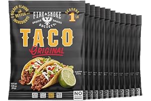 Fire & Smoke Society Taco Seasoning Mix | .85 oz (12-Pack) | Mexican Seasoning for Carnitas, Fajitas, Steak, Beef, Chicken
