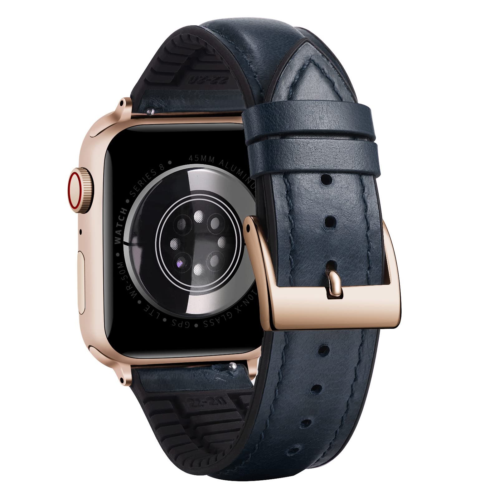BINLUN Compatible with Apple Watch Strap 38mm 40mm 41mm 42mm Oil Wax Leather and Breathable Silicone Hybrid Replacement Band Compatible with iWatch Straps Ultra SE SE2 Series 11/10/9/8/7/6/5/4/3/2/1