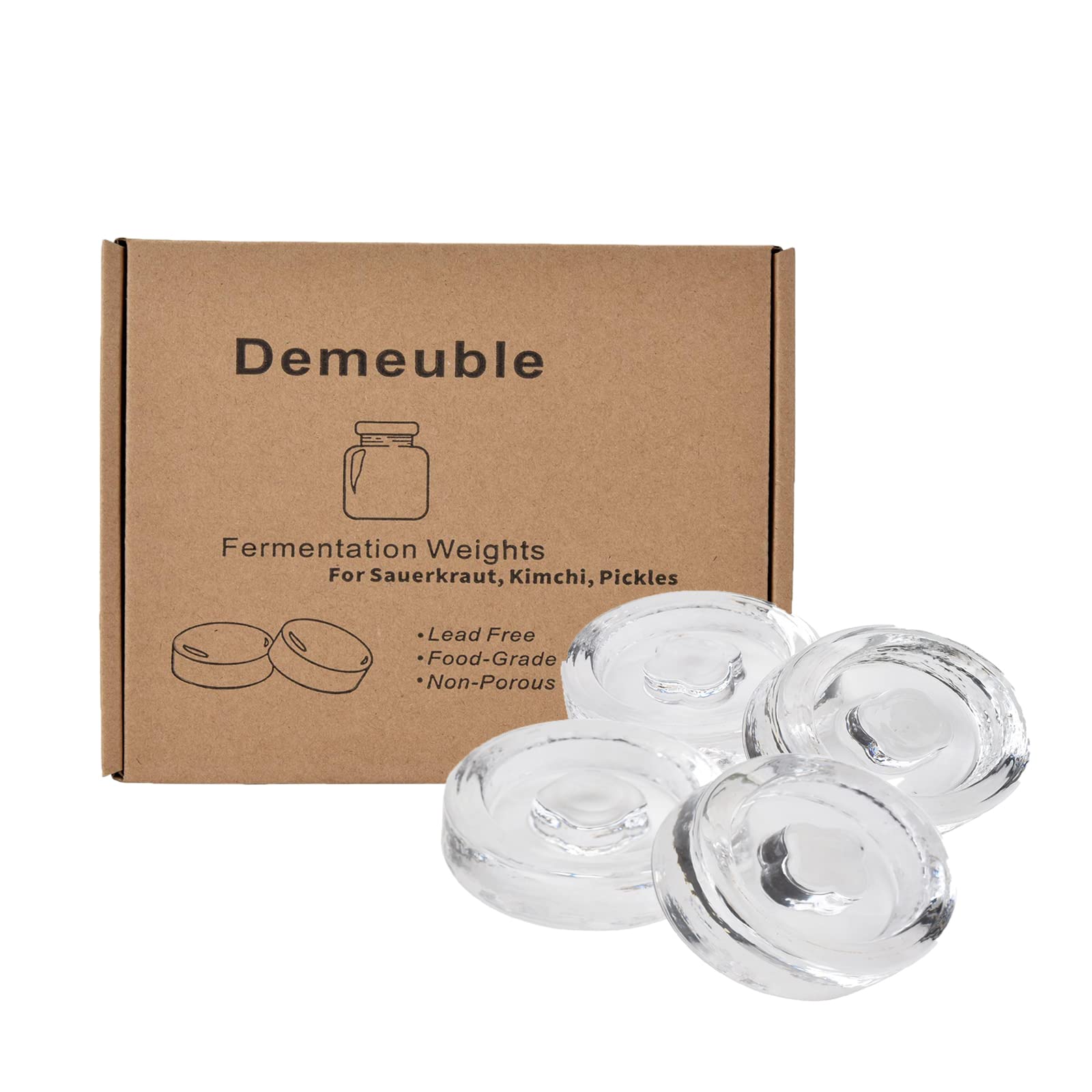 Wide Mouth Fermenting Weights,7cm Diameter, Pack of 4 Fermentation Glass Weights with Easy Grip Handle