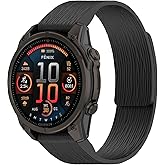 Miimall Silicone Band for Garmin Fenix 8/7/6/5/3, Quick Release, Women Men Soft Adjustable Wristband Striped Strap for Fenix 7X/6X/5X/Tactix 7, Forerunner 970/965, Instinct 2/3/E/2S/2X, Enduro3/2/1