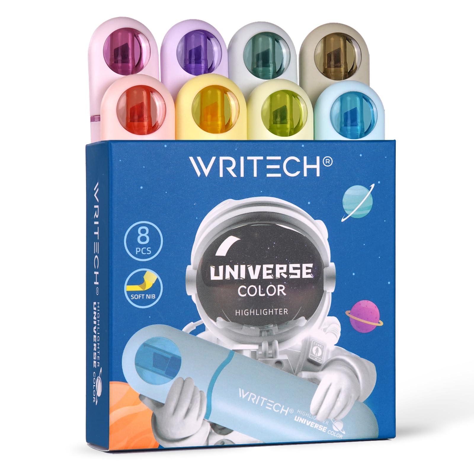 Photo 1 of WRITECH Aesthetic Chisel Tip Highlighters: Assorted Pastel Colors Cute Marker Pens Soft Tip Multi Colored No Bleed Smear Water Based Bible Highlighter Set for Underline Highlighting Journaling 8ct