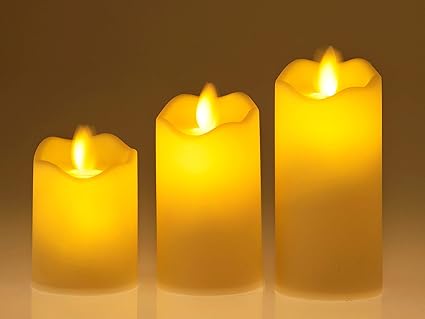 CHRONOS LED Pillar Candle Set | 3, 4 & 5 | Moving Wick | Battery Operated | Yellow Flickering LED - Pack of 1