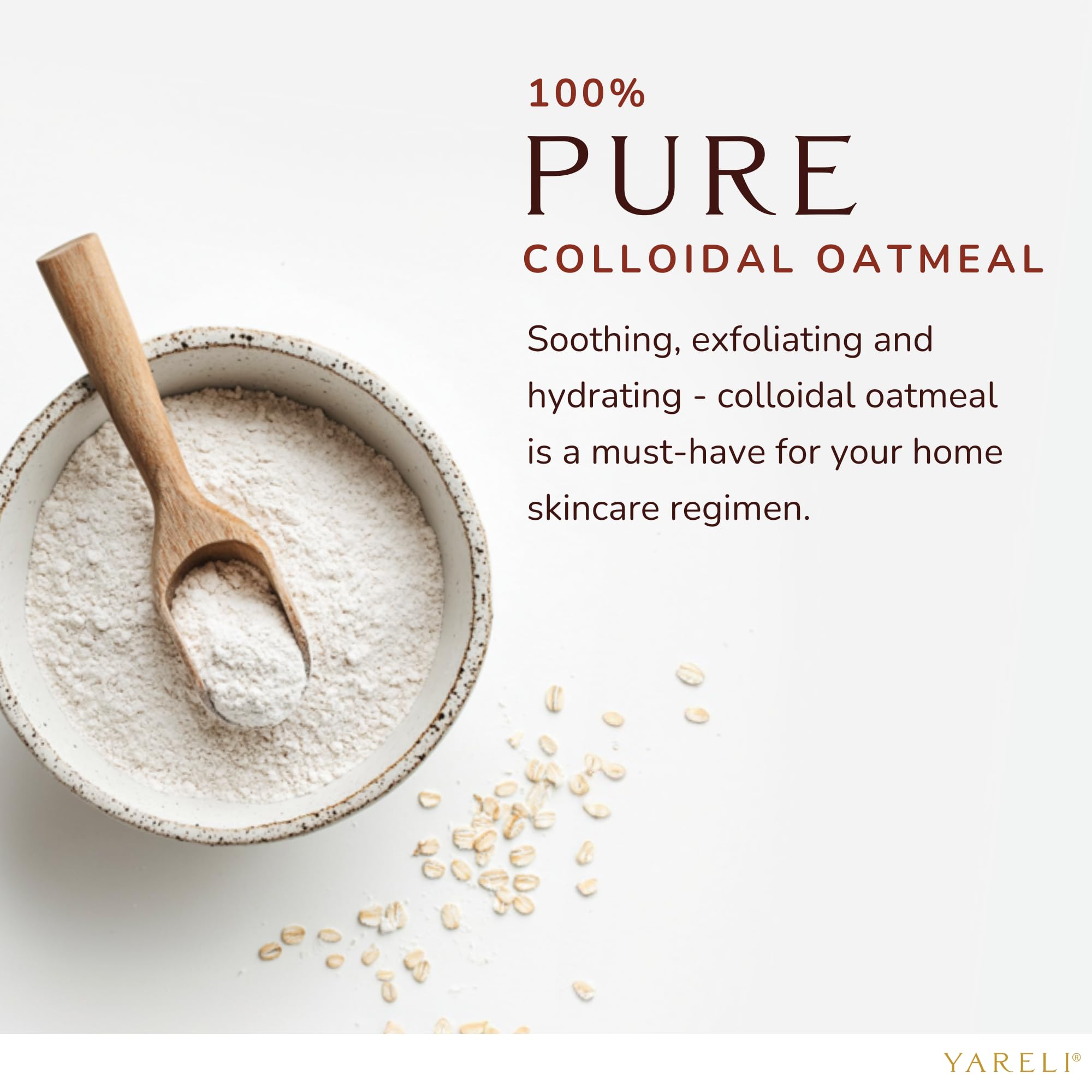 YARELI Colloidal Oatmeal, 2lb (32oz), Bath Powder for Relief of Dry Itchy Skin Due to Eczema and Psoriasis, for Adults, Baby and Kids