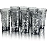 Yalin 24-Ounce Plastic Tumbler Acrylic Drinking Glasses, Reusable Plastic Cups, Stackable, BPA-Free, Shatter Proof, Dishwasher Safe, Set of 8 (Gray)