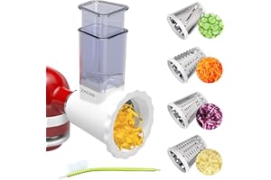 Updated Slicer Shredder Cheese Grater Attachment for kitchenaid Stand Mixer, Kitchen aid Cheese Grater Attachment with 4 Cutt