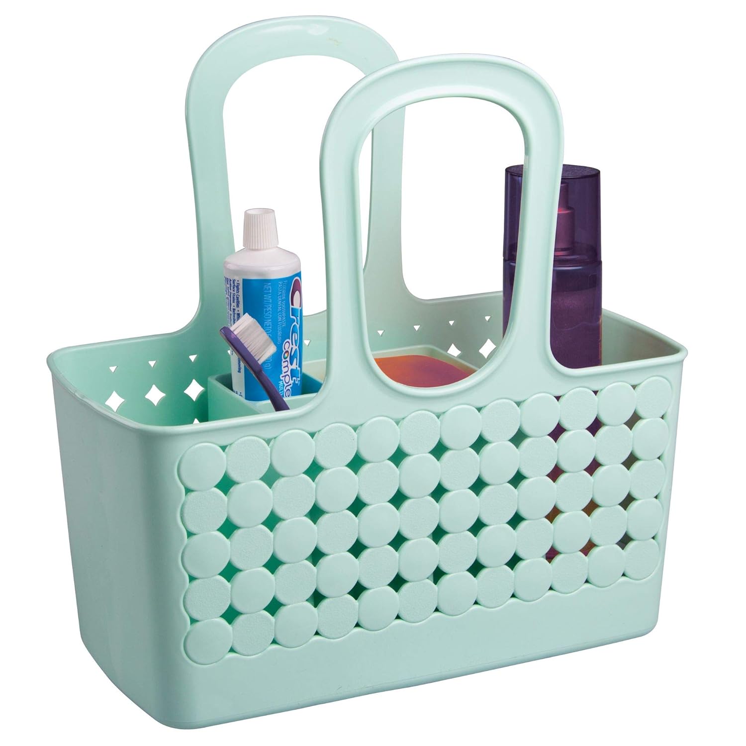 iDesign Orbz Plastic Bathroom Shower Tote, Small Divided College Dorm