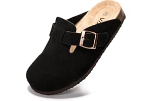 Vayfio Suede Clogs Potato Shoes Cork Footbed Sandals Comfort Mules with Arch Support Slip On Slippers