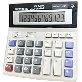 Desk Calculator Large 12 Digit Display, Dual Power Basic Calculator Desktop, Big Button for Office, Business, Home and School (Grey).