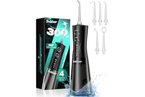 SONICFLOSSER Portable Water Flosser for Teeth Pick - 4 Modes & 5 Tips, 300ML Cordless Design for Home Travel, IPX7 Waterproof, Rechargeable for Ultimate Clean, Ideal for Sensitive Gums and Braces BPA-Free
