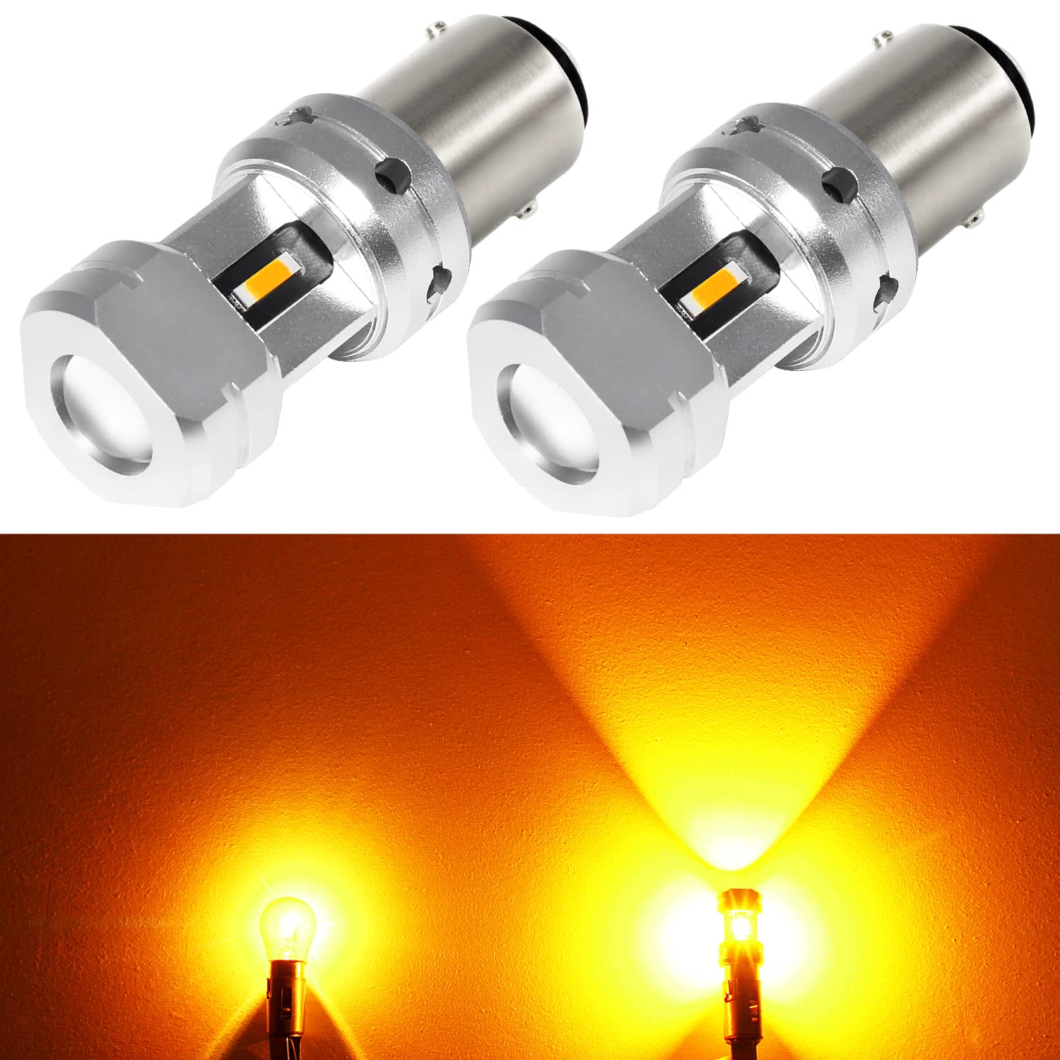 Photo 1 of ***It is used, it is not known if it is missing parts, therefore it is not known if it works 100%.****PHINLION 1157 7528 Amber LED Turn Signal Light Bulbs Super Bright 2057 2357 2397 3496 LED Bulb for Blinker and Parking Lights, Amber Yellow