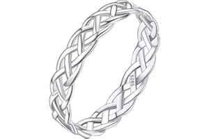 Silvora 925 Sterling Silver Celtic Knot Rings, Chain Rings for Women Men Vintage Eternity Band Ring Jewelry Size 4-12