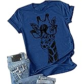 Auburet Womens Giraffe T Shirt Summer Funny Graphic Short Sleeve Crewneck Tees Casual Shirt Tops