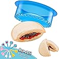 HiYZ Sandwich Cutter and Sealer - 5 PCS Decruster Sandwich Maker - Peanut Butter and Jelly Crustless Sandwich Bread Pancake Maker Cookie Cutter (Round Blue and FruitPicks)