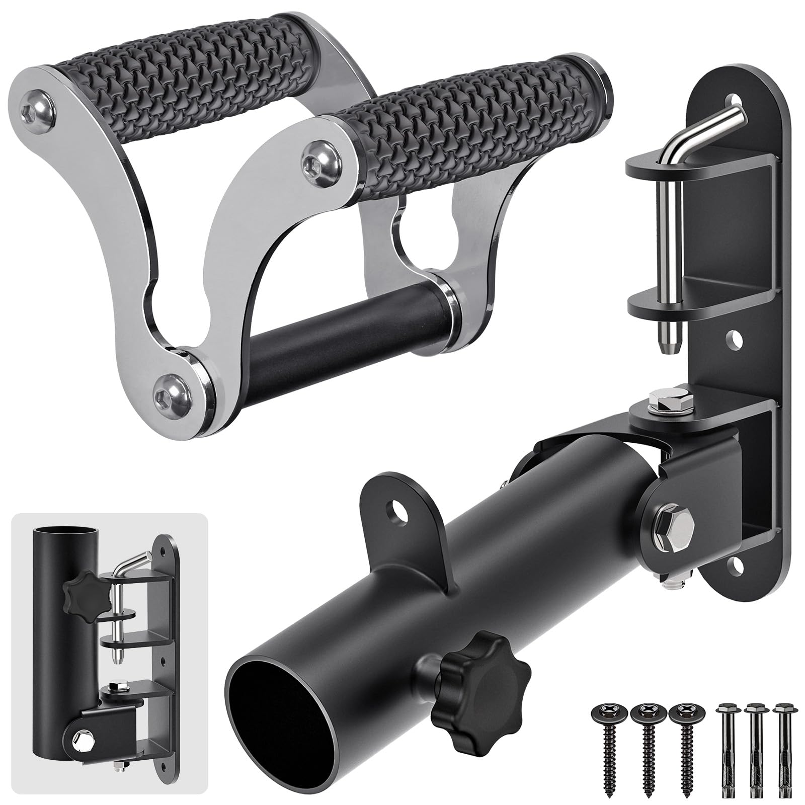 Kipika Wall-Mounted Landmine Attachment & V-Bar Row Handle Combo - Optimize Home Gym Space & Strength Training for Olympic Bars