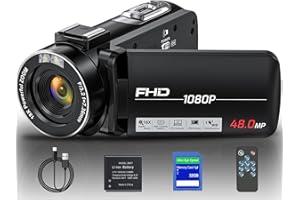 THPACIP Video Camera Camcorder, Full HD 1080P Camcorder 48MP 16X Digital Video Camera for YouTube, 3.0 Inch IPS Screen Vlogging Camera Recorder with Remote Control, 32GB Card and Battery