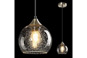 LBSQJ Clear Glass Pendant Lights Kitchen Island Lighting Globe Pendant Light Fixtures Modern Pendant Lighting for Kitchen Island Bedroom Living Dining Room Light Fixture(5.9in, 1-Pack)