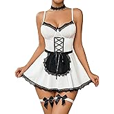 Avidlove Sexy Lingerie for Women Sexy Contrast Lace Maid Lingerie Dress Halloween Costumes Sets(5pack)