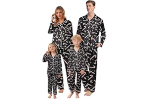 Silk Christmas Family Pajamas 2025 Button Down Shirts and Pj Pants Satin Xmas Pjs Matching Sets Sleepwear Jammies