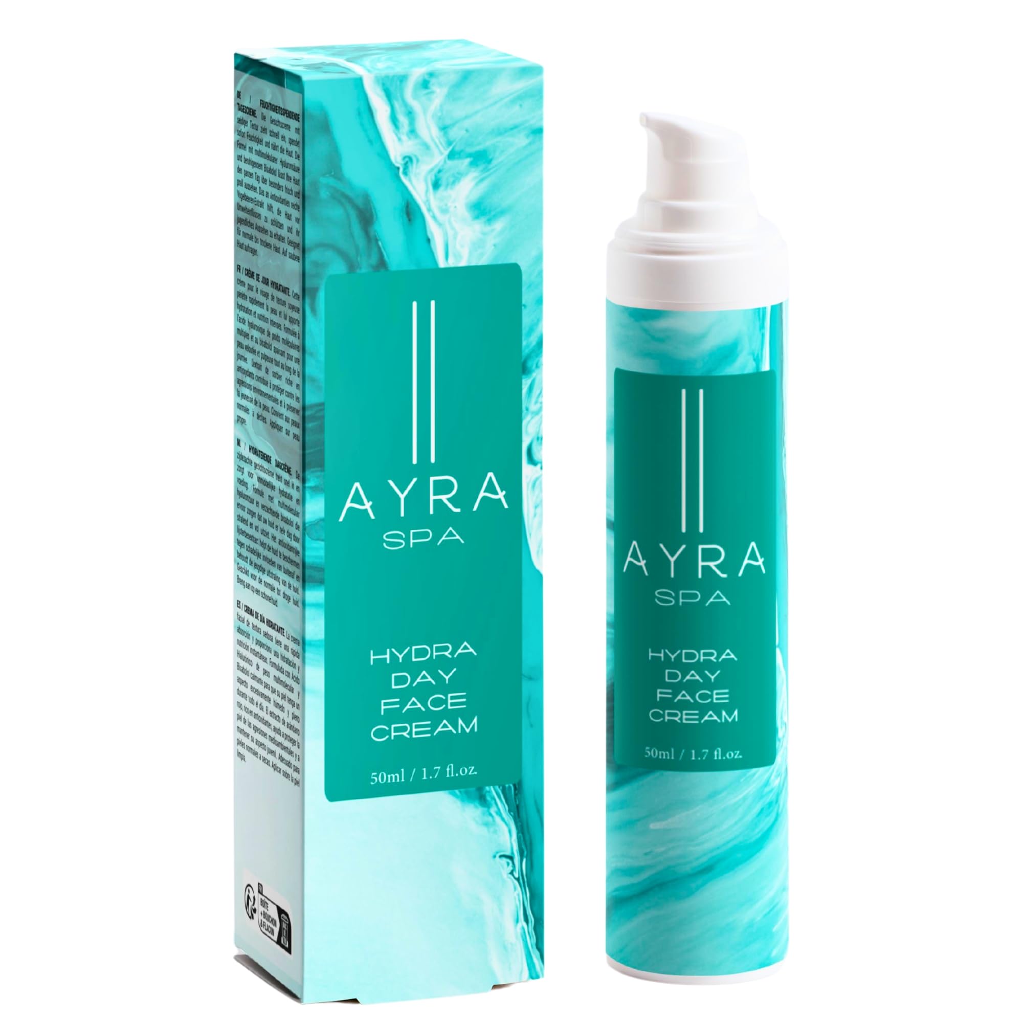 AYRA SPA - Hydra Day Face Cream | with Hyaluronic Acid, Aloe Vera, Bisabolol and Antioxidants | Light and Smooth, Hydrating cream for daily use | VEGAN & 99% Natural | COSMOS Certified