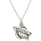KEVIN N ANNA Sterling Silver Sea Turtle Charm Pendant Necklace, 18"