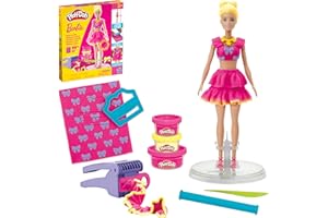 Play-Doh Barbie Ruffles and Bows Set, Make Doll Clothes with Modeling Compound & 9 Fashion Accessories, Arts & Crafts for Girls & Boys, Kids, 5+