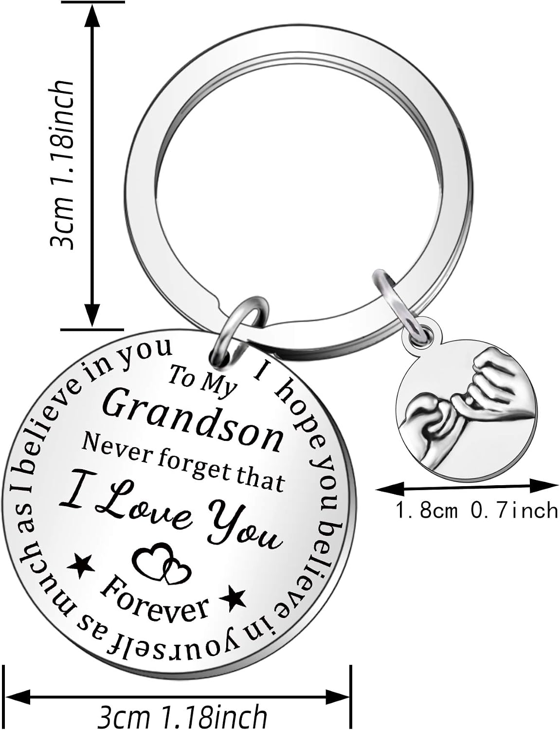 QMVMV Inspirational Family Tree Grandson Keyring Birthday Christmas Gifts For Men From Grandparents Nana Grandpa Grandma Keychain Engraved - Image 3
