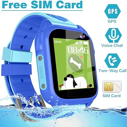 ZOFUNNY Kids Waterproof Smart Watch Phone [Free SIM Card] Full Touch GPS Tracker Watch with Game Camera Alarm Clock Voice Chat SOS Call for 3-12 Year ...