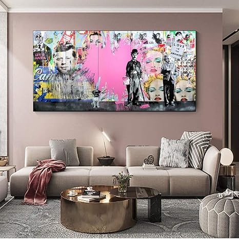 Amazon 愛 それは 答え 落書き アートパネルパネル キャンバス ポスター そしてプリント バンクシー 壁 アートパネルパネル アインシュタイン ストリート アートパネルパネル キャンバス 絵画インテリア リビング ルーム 装飾 写真 50x100cm フレームなし 絵画 ウォール