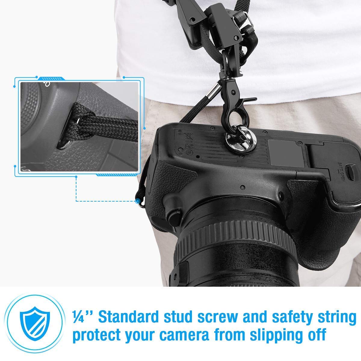 Powerextra Camera Shoulder Neck Strap with Quick Release and Safety Tether Compatible with Canon Nikon Sony Olympus Pentax, fujifilm, Panasonic Canon SLR DSLR