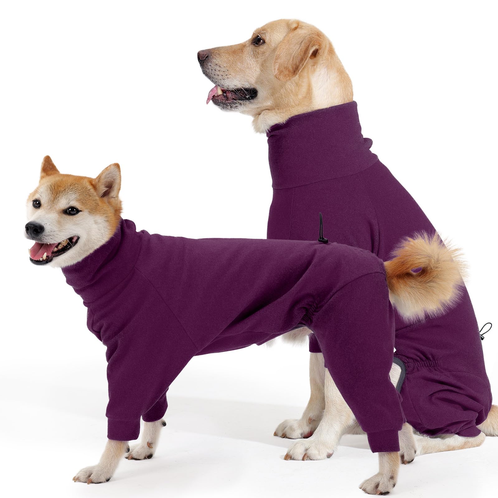 Hjyokuso Dog Fleece Jumper with Legs - Soft Stretch Winter Pullover with High Neck and Adjustable Fit - Full Body Dog Pajamas, Wine Red - 2XL — image 1