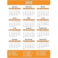 2025 Full Yearly Calendar Magnet by DCM Solutions (Orange, 4.5"W x 6"H)