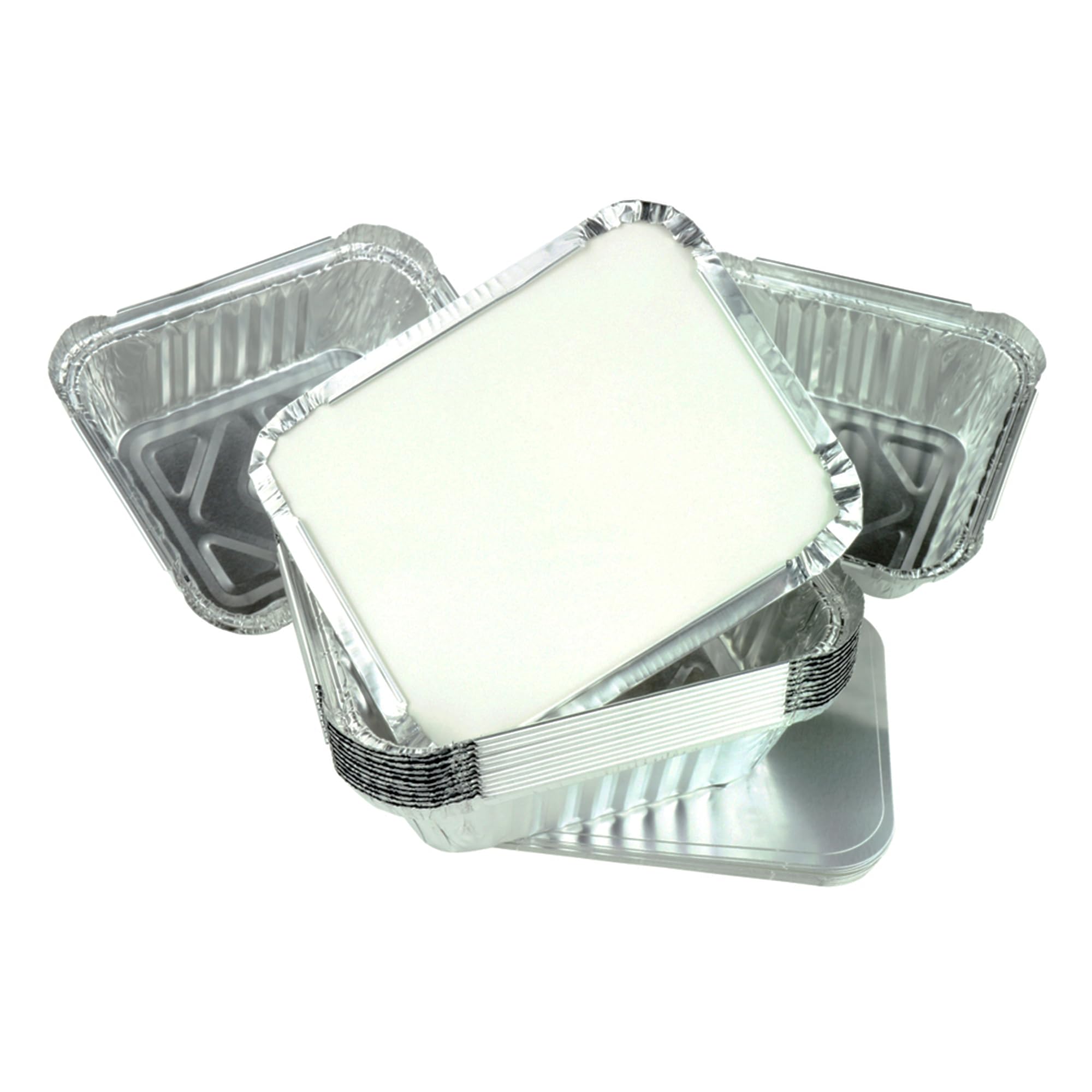 100 x ALUMINIUM FOIL FOOD TAKEAWAY CONTAINERS TRAYS + LIDS No2