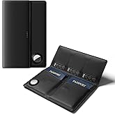 VULKIT Family Passport Holder for 4 Leather Passport Wallet with Airtag Slot Multiple Passport Holder RFID Blocking Bifold Travel Documents Organizer