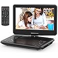 SQQBZZ 12.5” Portable DVD Player with 10.5” Large HD Screen, 4-6 Hours Rechargeable Battery, Dual Speakers, Region Free, Remote Control, Support Multiple Disc Formats Sync TV, USB/SD, Black