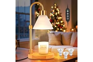 tudepz Candle Warmer Lamp with Timer & 3 Bulbs, Dimmable Electric Candlelight Adjustable Height and Brightness Candle Wax Warmer for Jar Candles Bedroom Home Decor House Warming Gift (Frosted Clear)