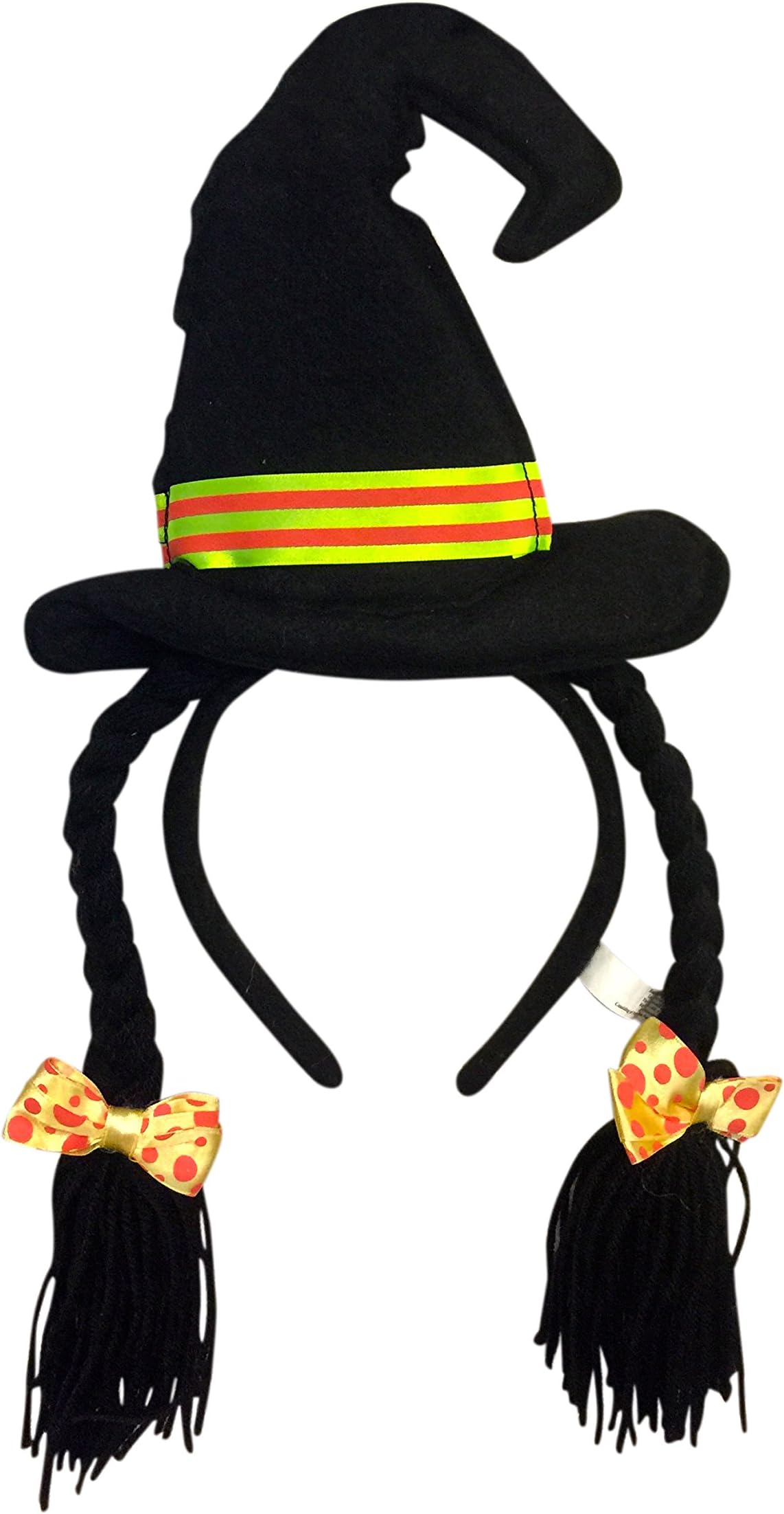 Wicked Witch Halloween Hat Headwear Headband with Bows and Yarn Hair Orange